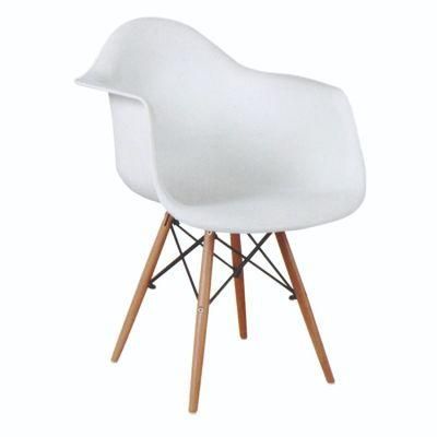 French Style Plastic Restaurant Leisure Chair Modern Wooden Dining Chair with Arm