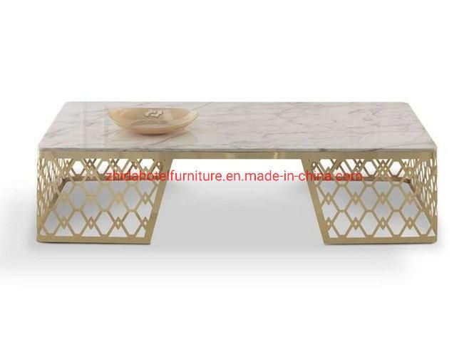 Luxury Furniture Gold Stainless Steel Frame Sectional Coffee Table