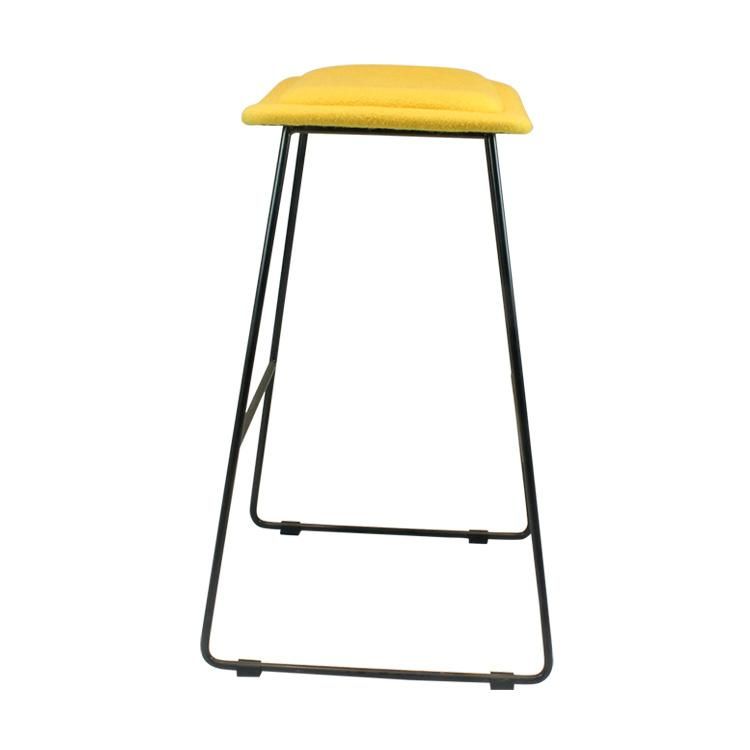 Metal Frame Yellow Fabric Seat Bar Stool Chair for Bar Use