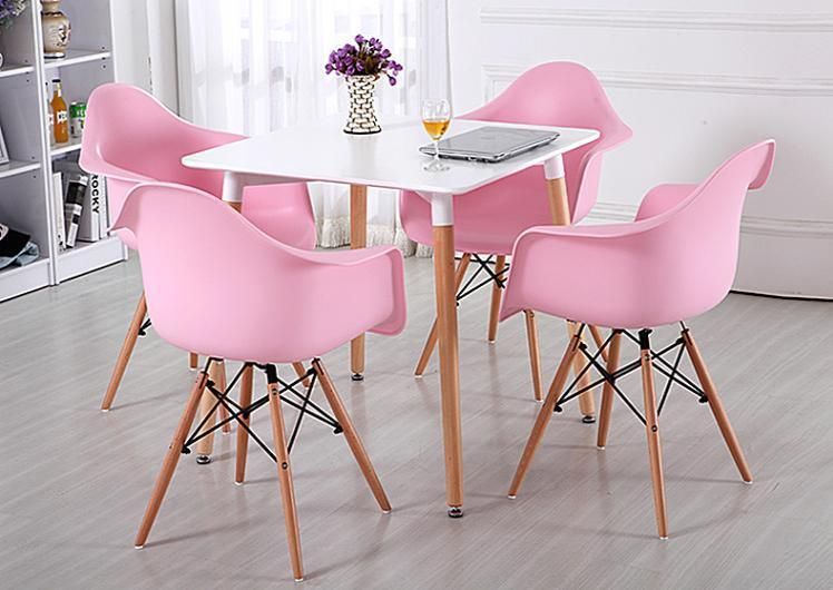 Modern Furniture Dining Arm Wood Nordic Leisure D a W Chairs Molded Plastic Polypropylene PP Dining Side Cafe Chair--White