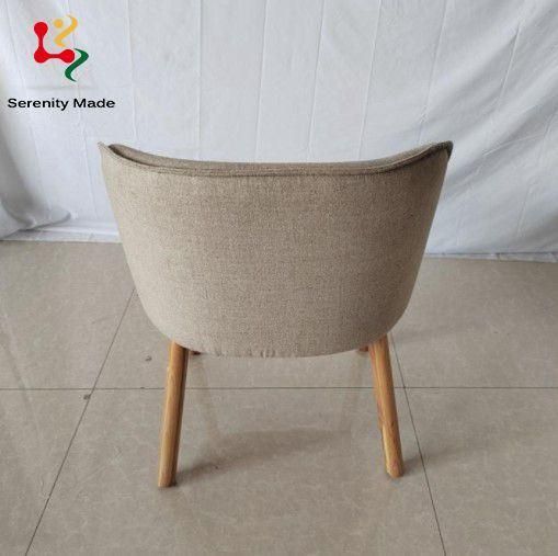 Modern Simple Design Armless Fabric Dining Chair with Wooden Legs