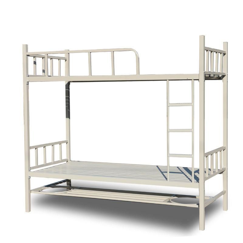Home Bedroom Furniture Bed School Dormitory Iron Double Decker Metal Steel Pipe Bunk Bed for Student