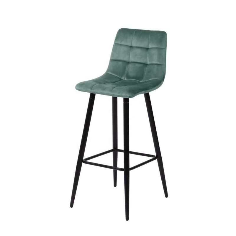 Modern Counter High Back Tall Bar Stool Velvet Fabric Breathable Comfortable Wear-Resisting Bar Chair for Kitchen Breakfast