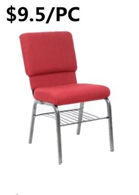 Hot Sell Stackable Metal Ergonomic Fabric Dining Silla Church Chair