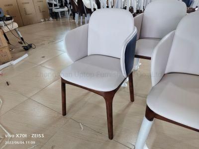 Restaurant Furniture Dining Chair Wooden Frame PU Leather Upholstery High Back Easy to Clean Solid Wood Chair