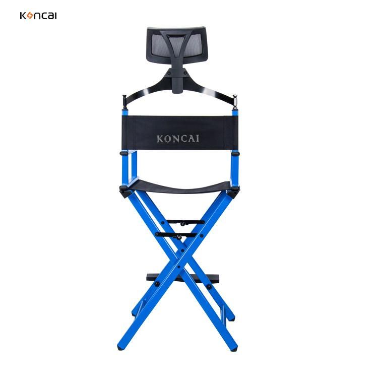 Koncai Aluminum Folding Makeup Chair with Headrest Beauty Salon Artist Director Chair