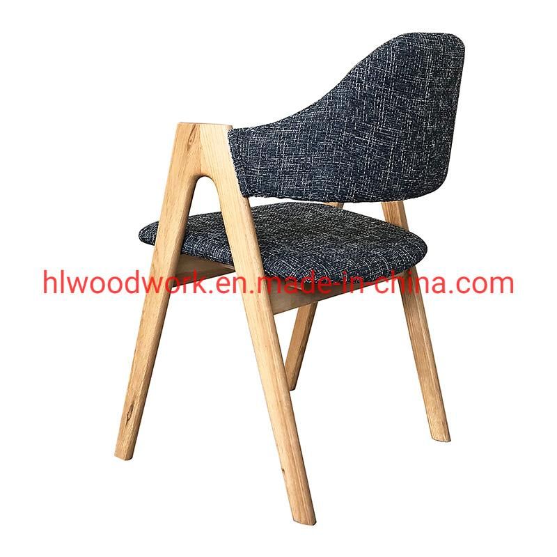 Office Furniture Oak Wood Tai Chair Oak Wood Frame Natural Color Grey Color Fabric Cushion and Back Dining Chair Coffee Shop Chair