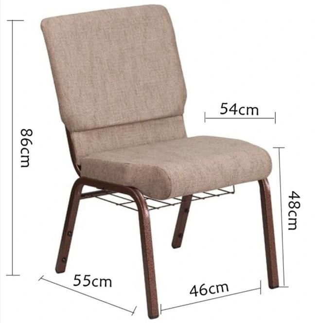 Low Price Custom Armless Hotel Indoor Frame Padded Church Chair