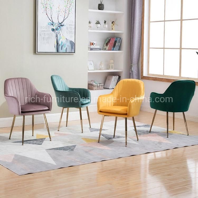 Restaurant Furniture Metal Golden Legs 6 Dinner Chairs for Dining Table Fabric Dining Chair
