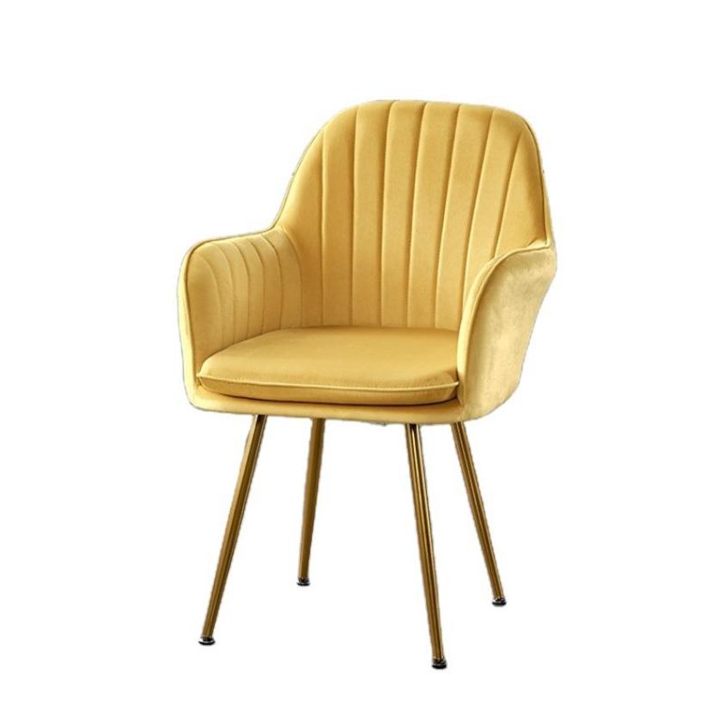 Wholesale Factory Leisure Fabric Dining Chair with Gold Metal Leg