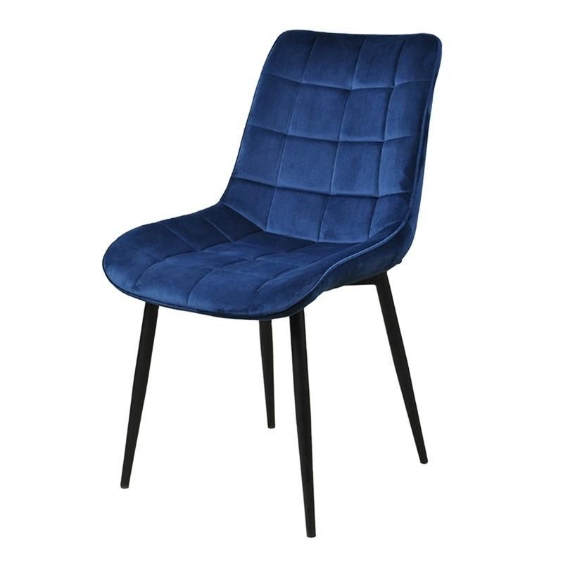 Velvet Fabric Dining Chair with Powder Coated Metal Black Legs