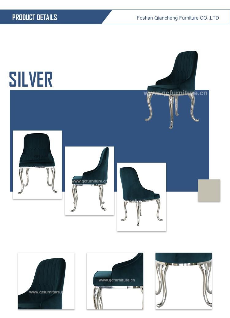 Modern Comfortable Green Velvet Stainless Steel Dining Chair