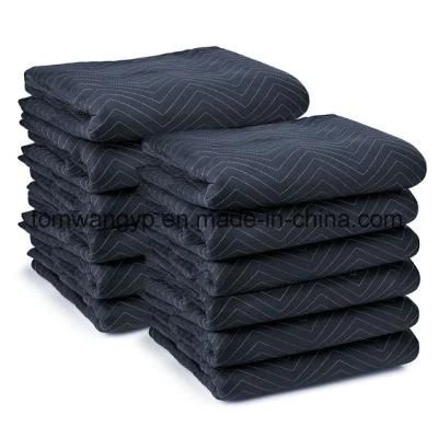 Moving Blanket -12 Pack, 35 Lbs Per Dozen, Navy Blue / Black, Zig-Zag.