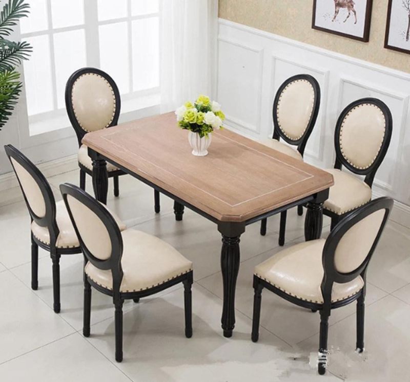 Vintage Furniture Dining Table Antique Stain Table with 4 Chairs