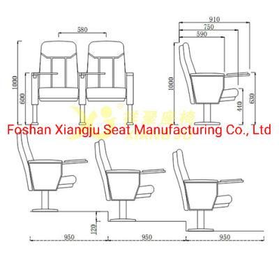 Cinema Seating Movie Theater Chair Chart Cup Holder Cheap Auditorium Chair with Sponge Cushion Plastic Back Shell Meeting Chair Mechanism