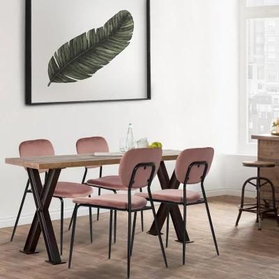 Ergonomic Design Simple Backrest Fabric Steel Restaurant Chair