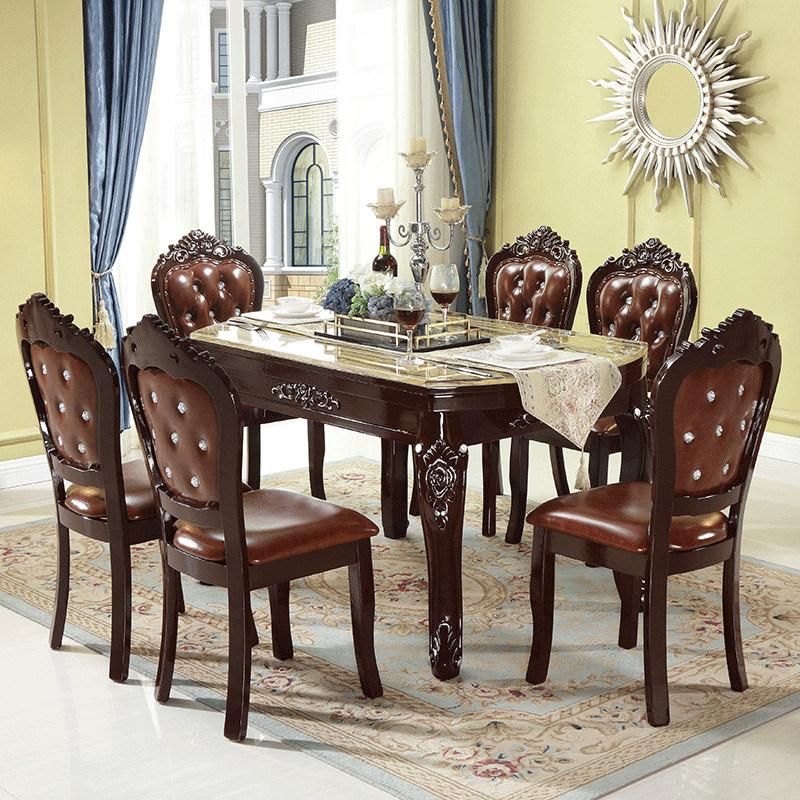 Luxury Antique Furniture American Style Solid Wood Carved Dining Table
