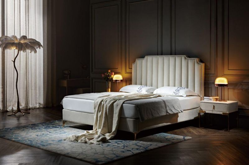 Luxury Italian Bedroom Set Furniture King Queen Size Modern Latest Double Single Bed Home Villa Apartment Hotel Furniture Set Velvet Luxury Bed