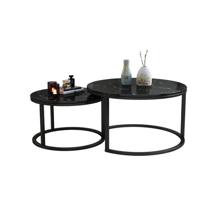 Modern Home Living Room Furniture Side Table Metal Frame Marble Coffee Table Set