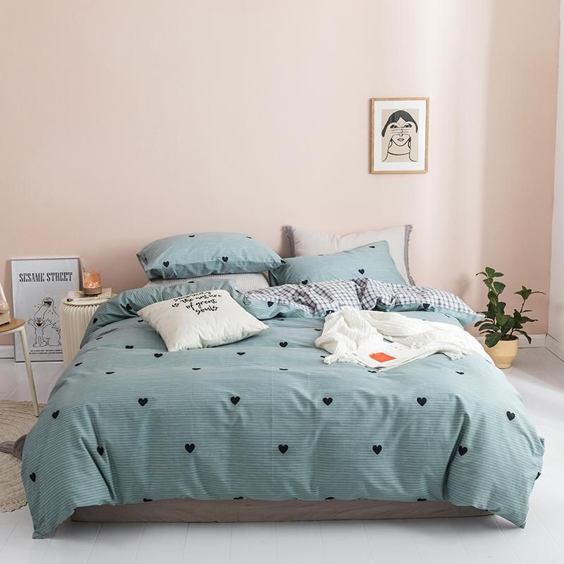 200tc Cotton Fabric Creative Pattern Bed Duvet Cover and Bed Sheet