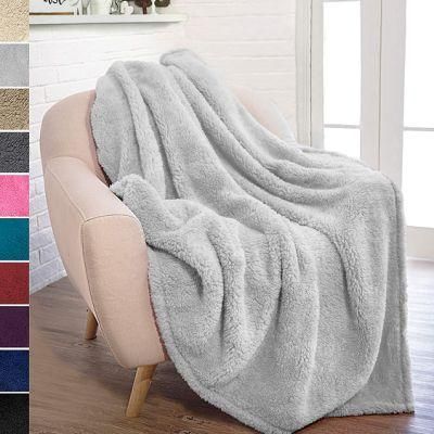 Sherpa Throw Blanket for Couch Sofa Fluffy Microfiber Fleece Soft