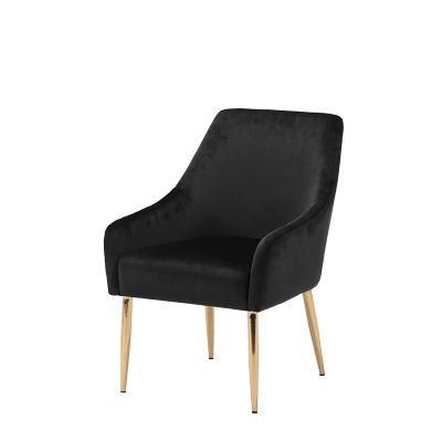 Moder Nordic Home Bedroom Living Room Sofa Furniture Upholstered Velvet Dining Sofa Chair with Chromed Gold Legs
