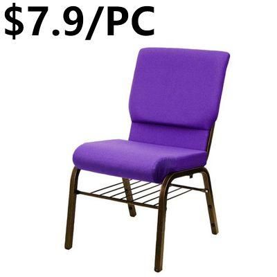 Modern High Quality Fabric Church Glod Frame Hotel Banquet Church Chair