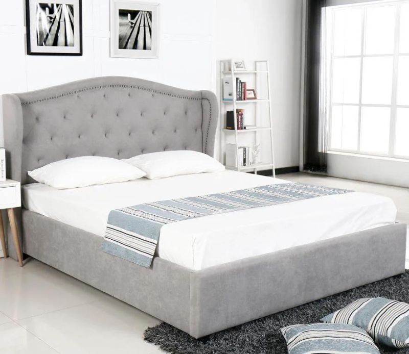 Factory Price Simple Modern Soft Comfortable Fabric Upholstery Bed Design King Size Bed Frame