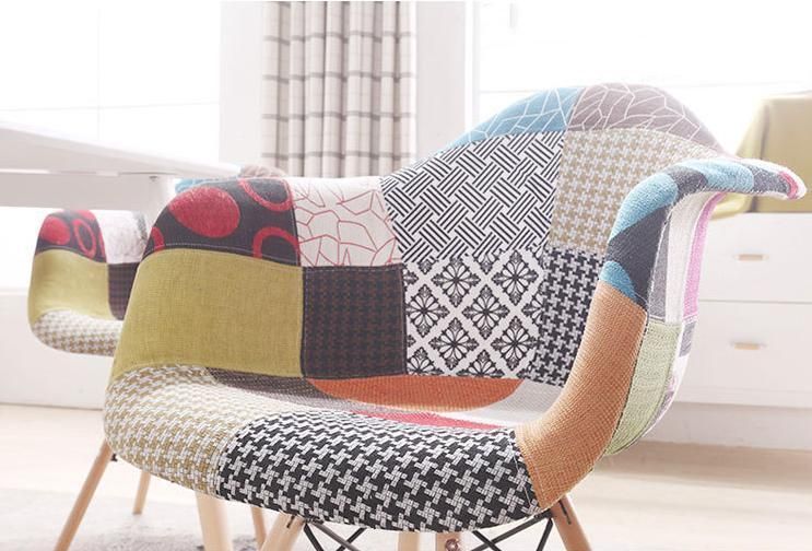Modern Dining Side Arm Chair Upholstered Patchwork Chair