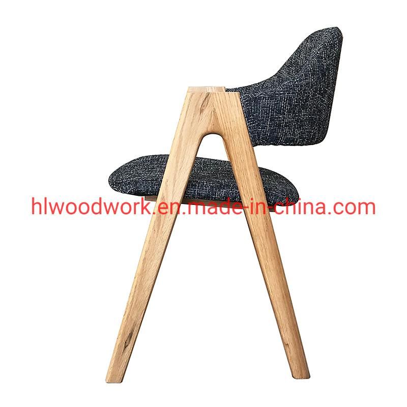 Office Furniture Oak Wood Tai Chair Oak Wood Frame Natural Color Grey Color Fabric Cushion and Back Dining Chair Coffee Shop Chair