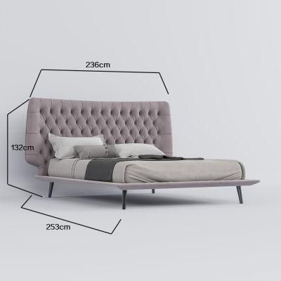 Contemporary Nordic Minimalist Design Bed Furniture Modern Home Bedroom Queen King Size Wood Bed