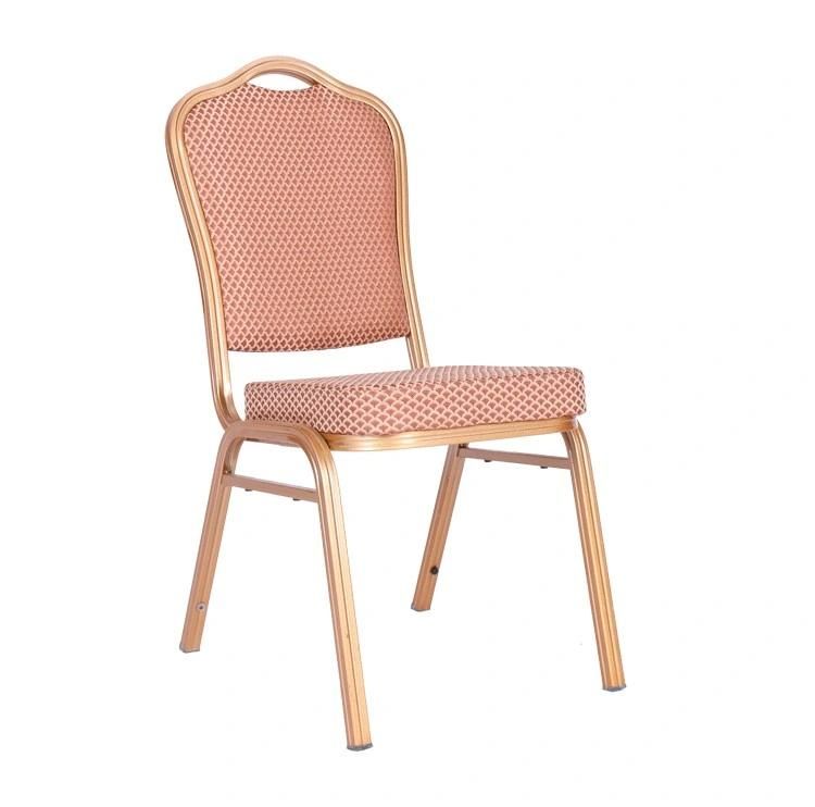 Fancy Stackable Rental Gold Metal Aluminum Iron Steel Hotel Hall Banquet Chair