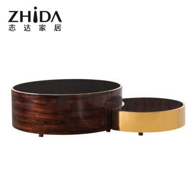 High-End Gold Stainless Steel Coffee Table Luxury Italian Style Center Table Side Table for Villa and Hotels