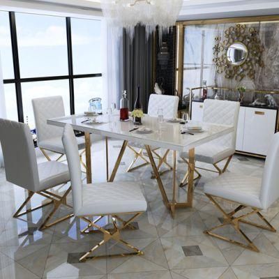 Modern Metal Steel Hotel Luxury Wedding Chair Restaurant Dining Table Set Home Furniture