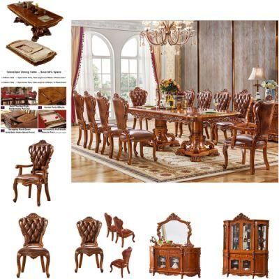 Dining Room Furniture Dinner Table with Leather Sofa Chairs and Sideboard and Wine Cabinet in Optional Furnitures Color