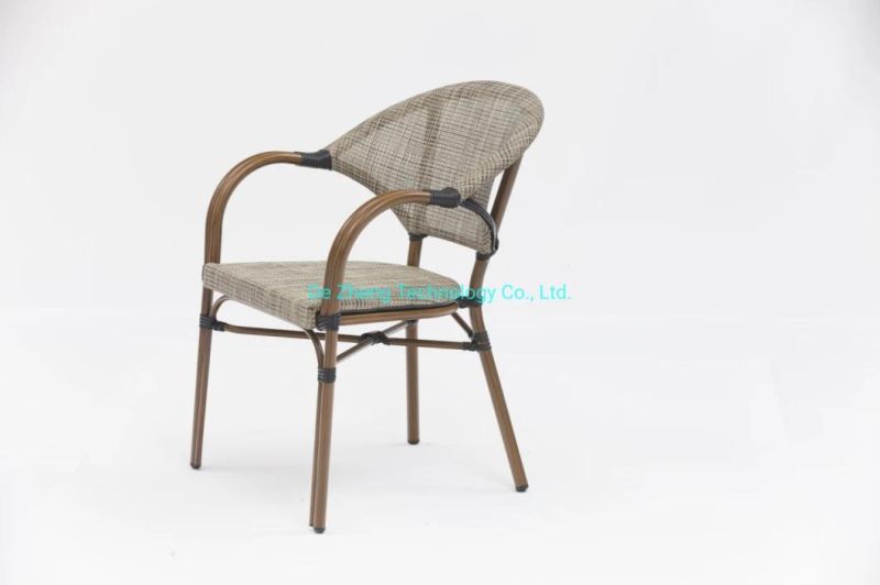 High Quality Outdoor Furniture Waterproof Patio Bar Stackable Rattan Wicker Garden Cane Alumium PE Wicker Dining Chair