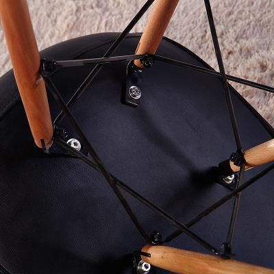 Ensemble De Salle a Manger Modern Meuble Tl Wood Leg Coffee Chair Leather Dining Chair with Dowel Legs