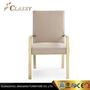 Golden Finish Stainless Steel Frame Furniture Fabric Dining Chair