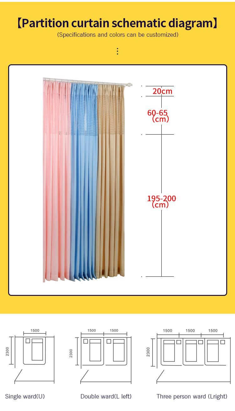 Flame Retardant Hospital Privacy Curtain Fabric Waterproof and Antibacterial Patient Bed Curtain