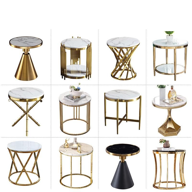 Luxury Modern Design Gold Stainless Steel Tempered Glass Top Rectangle Console Table