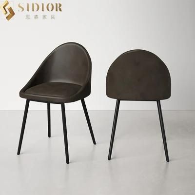 Brown PU Leather Ultra Modern Dining Chairs of 4 Armless