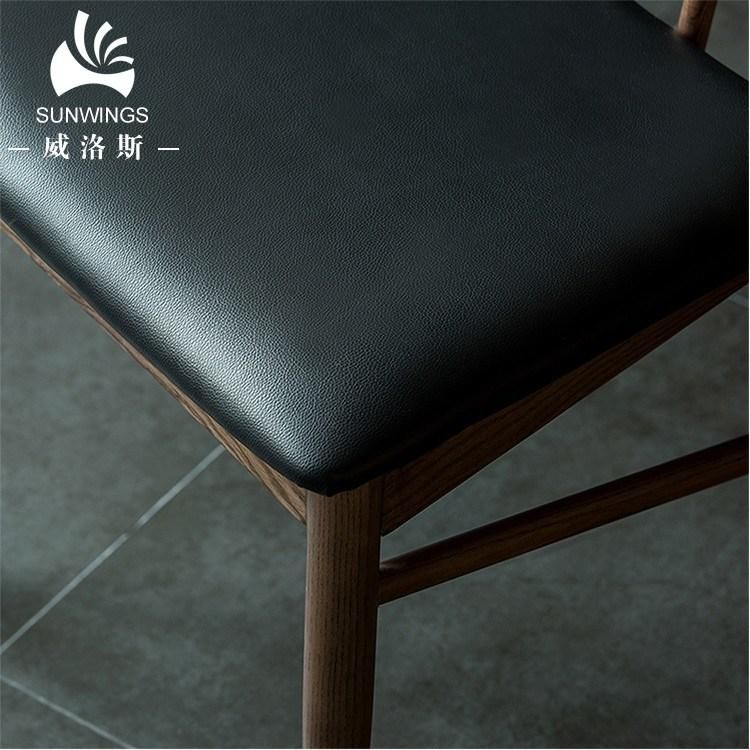 Manufacturer Wooden Armchair PU/Fabric Cushion Dining Chair with Arm for Project