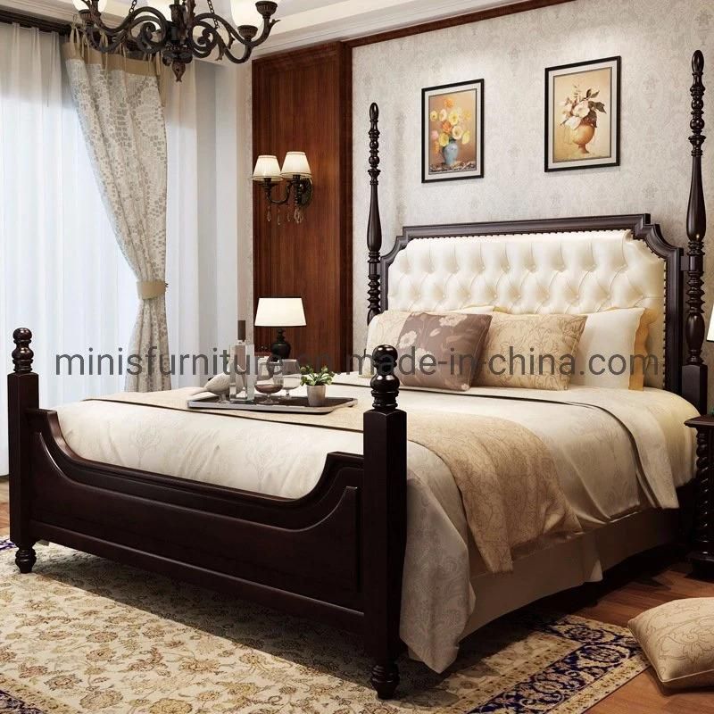 (MN-MB73) Hotel/Home Bedroom Furniture Comfortable White Fabric Double Bed
