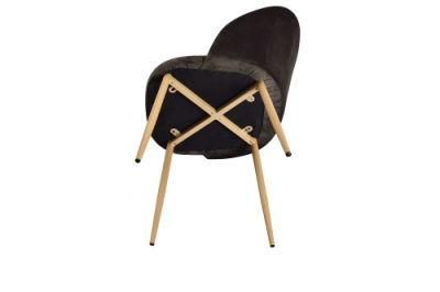 Hot Sale Modern Design Home Furniture Dining Chair Colored Velvet Dining Chair with Metal Leg Wooden Color