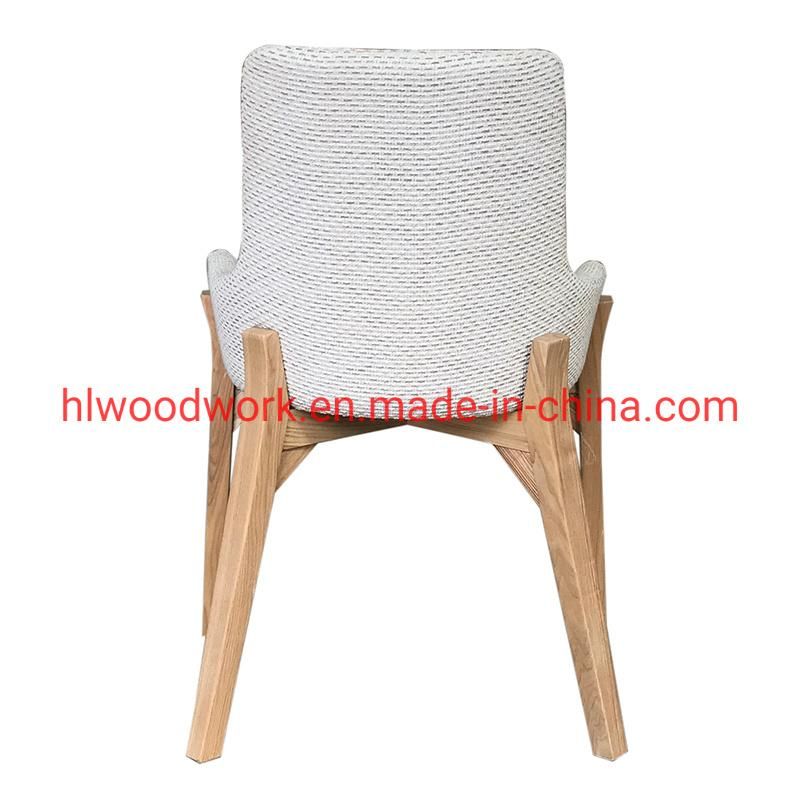 Solo Style Dining Chair Oak Wood Frame Natural Color with White Cushion Hotel Chair Office Chair