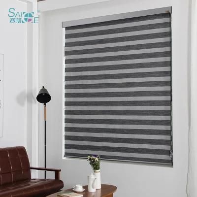 Blackout Window Blinds Zebra Roller Blinds Shades and Transparent Curtain for Living Room Custom Size