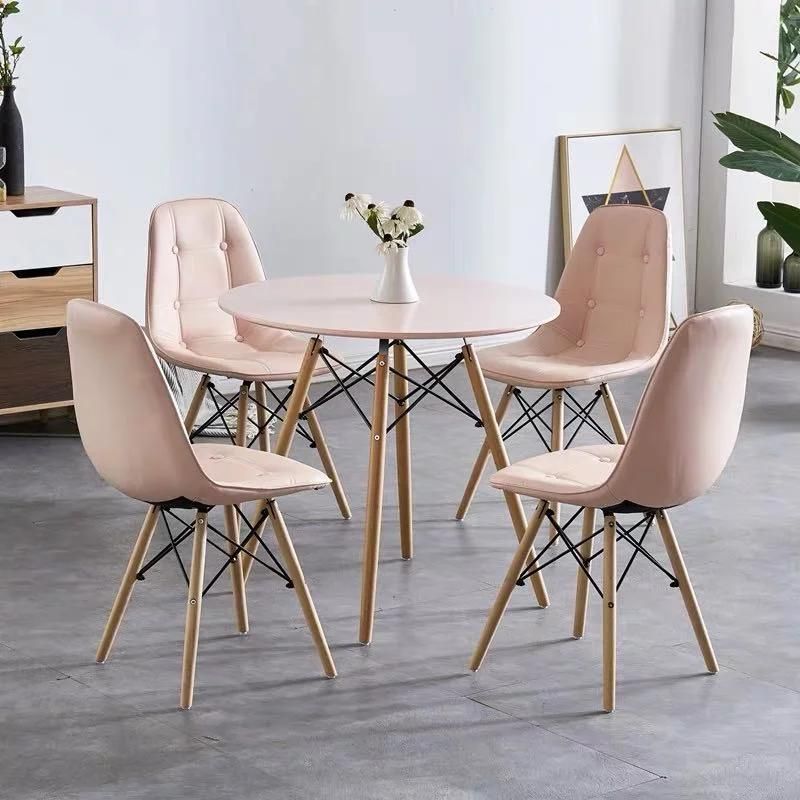 Colorful PU Leather Wooden Frame Restaurant Furniture Dining Chair