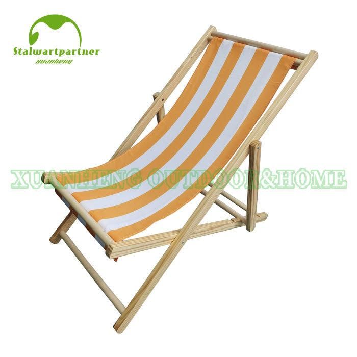 Outdoor Adjustable Wooden Foldable Beach Sling Chair