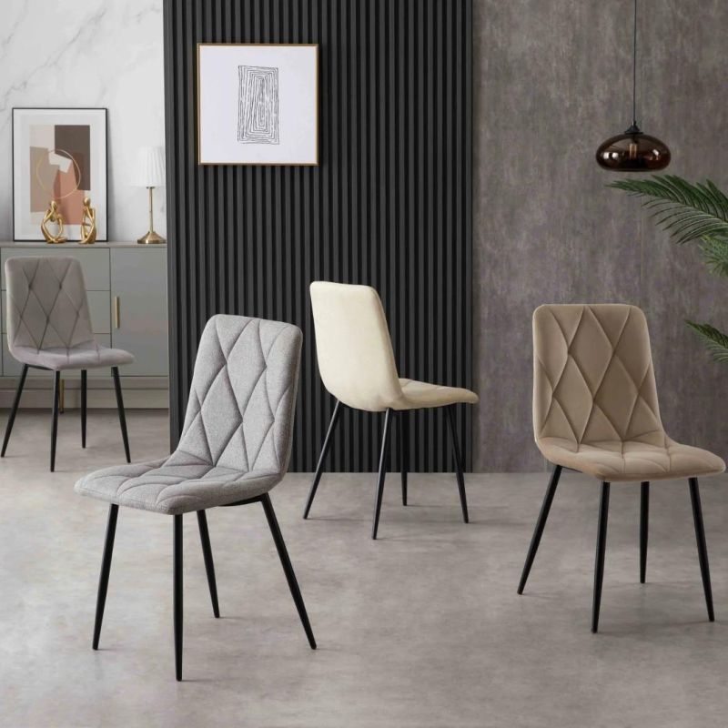 Modern Style Colorful Fabrics Chair with Metal Leg High Back Quality Restaurant Velvet Dining Chair