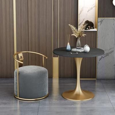 Restaurant Furniture Round Metal Legs Velvet Dining Chairs